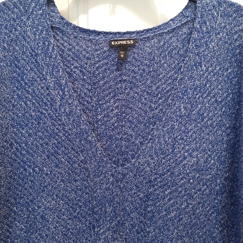 Express Deep V-Neck Blue Long Sweater Size XS - Picture 3 of 8